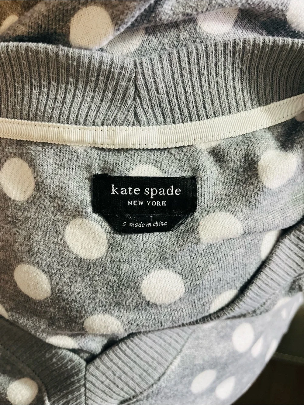 Kate Spade Grey&  White Polka Dot Sweater S
